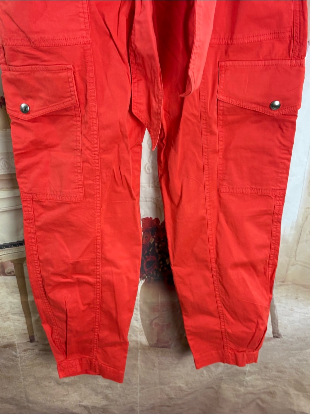 NEW Ralph Lauren Red Cargo Paperbag Waist Pants - Picture 4 of 8